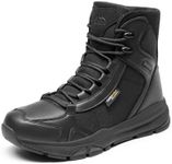 NORTIV 8 Men's Lightweight Military Tactical Work Boots Outdoor Motorcycle Combat Boots,Size 10.5,Black-Leather,SNMT221M