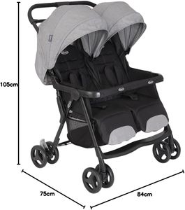 Graco DuoRider Double Pushchair – Lightweight, Steeple Gray, Birth to 3 Years