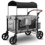 Cochildor 4 Seater Stroller Wagon for Kids, Premium Folding Quad Wagon with 5-Point Harnesses, Adjustable Push/Pull Handles, Removable UV Protection Canopy, Multiple Storage Pockets, Light Grey