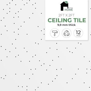 EconoHome 12-Pack Calcium Silicate Ceiling Tiles – Aerolite Ceiling Tiles 24x24, Waterproof, Non-Combustible, Non-Cementitious, Densified Edges – Durable, Thermal Insulation & Sound Absorption