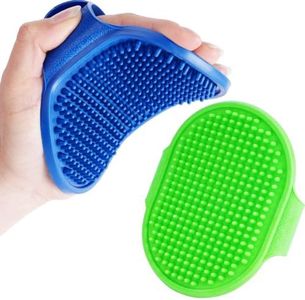 BRILLIRARE 2 Pack Dog Grooming Brush, Premium Soft Silicone Pet Bath Brushes with Adjustable Handle, Shampoo Soothing Comb for Wet Dry Long Short Haired Dogs & Cats Massaging, Deshedding