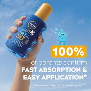 NIVEA SUN Kids SPF 50+ Coloured Sunscreen Spray, 200ml – Fast-Absorbing, No White Cast