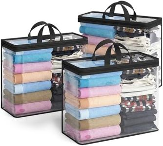 Large Clear Thick Plastic Storage Box with Hinged Lid, 2026 New Portable Large Heavy-Duty Thick Plastic Clearr Storage Box, Durable High Capacity Organizer Storage Bag for Clothes Home (3, Black)