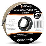 Wirefy 1/4" Heat Shrink Tubing - 4:1 Ratio - Adhesive Lined - Marine Grade Heat Shrink - 50 Feet Roll - Black