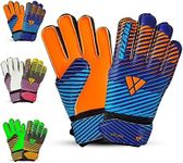 Vizari Saturn Soccer Goalie Goalkeeper Gloves for Kids Youth & Boys, Football Gloves with Grip Boost Padded Palm and fingersave Flat Cut Construction (4, Blue)