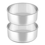 HaWare Deep Cake Tin Set of 2, 9.5 inch Stainless Steel Round Cake Pan for Baking Roasting Serving, Layer Cake Tin for Birthday Wedding, Healthy & Non-Toxic, Mirror Polished & Dishwasher Safe (24cm)