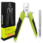 IREDOON Dog & Cat Nail Clippers, 4Cr13 Stainless Steel Razor Sharp Blade - Professional Pet Grooming Tool with Nail File, Small Hand Friendly & Non-Slip Grip (Green)