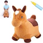 Inpany Bouncy Horse for Toddlers - Bouncing Horse Hopper, Ride on Animal Toys for 18 Months 2 3 4 5 Year Old Girls Boys, Inflatable Horse Gifts - Plush Covered (Include Pump)