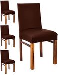 Amazon Brand - Solimo Polyester Spandex Stretchable Dining Chair Slipcover (Pack of 4, Brown)