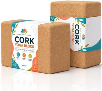 wimwum Cork Yoga Blocks 2 Pack, 9x6x4 Inch Natural High Density Non-Slip Yoga Brick for Pilates, Stretching, Balance and Flexibility