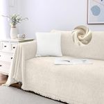H.VERSAILTEX Chair Covers Recliner Covers for Recliner Chair Pet Couch Cover Protector Thick Chenille Armchair Cover for Sectional Couch Multi-Functional Sofa Throw Cover, 71" X 91", Beige