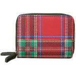 Julia Buxton Pebble Vegan Leather Wizard Wallet, Olive Tartan, One Size, Mini Wallet