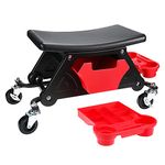 Toolly Rolling Mechanic Stool, 300 Lbs Capacity Garage Stool with Wheels, Heavy Duty Rolling Mechanics Seat, with 2 Pull Out Tool Trays and 1 Storage Drawer for Brake Jobs, Car Repair, Cleaning