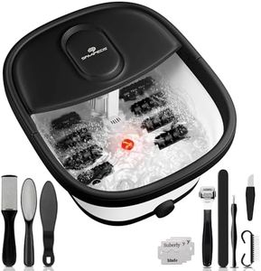 SPA4PIEDS Collapsible Foot Spa Bath Massager with Heat, 10-Piece Foot Pedicure Kit, Bubble, Red Light, Feet Soaking Tub for Stress Relief & Soft Feet, Gift for Mom and Dad