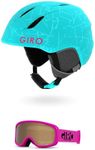 Giro Launch Combo Pack Ski Helmet - Snowboarding Helmet with Matching Goggles Matte Glacier Rock/Pink Black Blocks S (52-55.5CM)