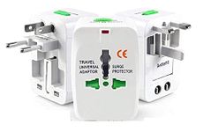 Anugrah Universal Travel Adapter Set Europe EU European Travel Adapter International Adaptor Worldwide Power Plug for USA, UK, AUS, Japan, China, Itlay, Germany, Canada Surge Protector(White)