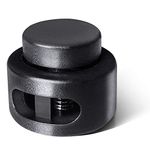 AQRINGO Plastic Cord Locks Double Hole Spring Toggle Stopper Cord Stops Fastener Toggles for Shoelaces, Drawstrings, Paracord, Bags, Clothing, and More (10Pcs, Black)