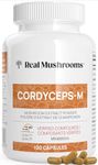 Real Mushrooms Cordyceps Capsules - Organic Cordyceps Militaris Extract with Measured Beta-Glucans & Fungal Polysaccharides with Immunomodulating Properties - Vegan Supplement, Non-GMO, 120 Caps