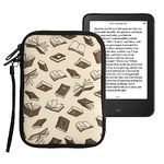 kwmobile Neoprene e-Reader Pouch Size 6" eReader - Universal eBook Sleeve Case with Zipper, Wrist Strap - Beige/Brown/Gold