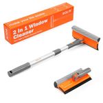 eazer Window Cleaning Squeegee Kit, 2-in-1 Rotatable Squeegee for Window Cleaning, Window Cleaner Tool, Window Washing Equipment Kit with Extension Pole (20''-30'') for Shower/Windshield - 2 Head