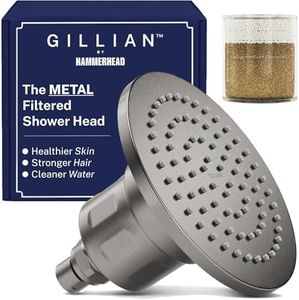Gillian™ by HammerHead High Pressure Shower Head with Filter – Genuine KDF-55 Filtered Shower Head for Hard Water, Healthier Skin & Hair – Metal 6-Inch Rainfall Showerhead with Filters, Gray