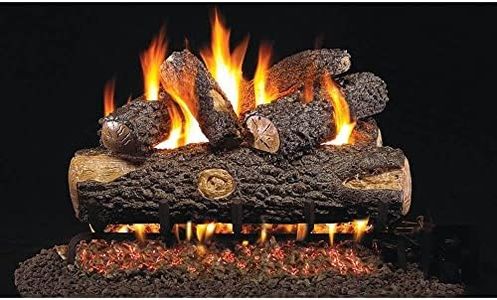 Peterson Real Fyre 24-inch Big-Stack Split Oak Log Set with Vented G45 Dual- Flame Burner - Match-Light (Natural Gas)