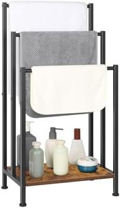 Towel Rack Freestanding, Standing Towel Rack for Bathroom, 3 Tier Towel Rack Stand, Freestanding Towel Holder Floor, Metal Towel Bar Stand, Blanket Rack Stand for Bedroom, Rustic Brown