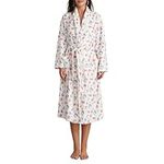 Aunaeyw Women Y2K Fruit Floral Plush Robes Shawl Shawl Collar Open Front Fleece Bathrobe with Belt Spa Kimono (White, L)