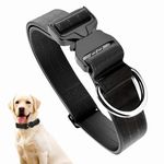 PET PEPPER Premium Dog Collar-Metal Buckle||1.5" Wide Strap||Protects Dog From Choking||Adjustable Comfortable Dog Belt||Odourless||Gentle On Pet Skin (Black,Medium-Large),60 cm,W_4.01 cm