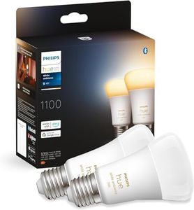 Philips Hue New White Ambiance Smart Light Bulb 2 Pack 75W - 1100 Lumen [E27 Edison Screw] with Bluetooth. Compatible with Alexa, Google Assistant and Apple Homekit.