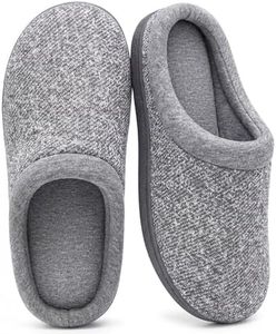 HomeTop Women's Knit Memory Foam Slippers Warm Soft House Shoes with Anti-slip Sole (Large / 9-10 B(M) US, Light Gray)