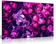 Purple Lilac Flowers For Home Canvas Wall Art Picture Print (24X16)