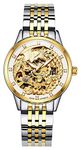 Fashion 3D Phoenix Design Watch for Women Automatic Gold Novelties Ladies Wristwatch (White)