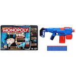 Monopoly Ultimate Banking Edition Board Game, Multi Color Game & Nerf Alpha Strike Flyte CS-10 Motorised Blaster – 10-Dart Clip-Fed Blasting – 20 Official Nerf Elite Darts