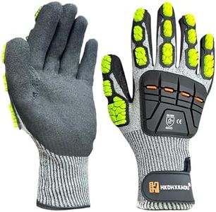SMONT Tough Anti-Vibration Gloves for Men Women - ISO 10819 Certified Gray-Green Work Safety Gloves with Palm Grip - For Construction, Logistics, Manufacturing Professionals XL
