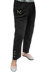 Vera Tucci Caprice - Long Version Womens Capri Trouser Elastic Waist (Black, T3 UK 12)