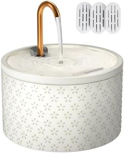 MISFANS Ceramic Cat Water Fountain - 2.1L/71oz - Firework Embossed All-Ceramic Body & Pure Copper Spout - Non-Toxic & Automatic Pet Drinking Fountain Indoor with Ultra-Quiet Pump, 3 Filters & Sponge