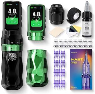 Mast Tattoo Fold Pro Cordless Tattoo Gun Kit Year of the Horse Edition Tattoo Machine 20 Pro Needles Black Tattoo Ink for Professional Artists Complete Tattoo Supplies (Green)