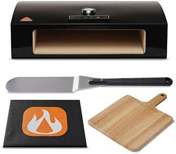 BakerStone Kit de caja de horno de pizza con pala de pizza de madera, espátula y cubierta antipolvo, horno de pizza de cinco lados esmaltado de piedra para pizza al aire libre para hornos de horno de