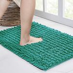 Walensee Bathroom Rug Non Slip Bath Mat (24x17 Inch Turquoise) Water Absorbent Super Soft Shaggy Chenille Machine Washable Dry Extra Thick Perfect Absorbant Best Small Plush Carpet for Shower Floor