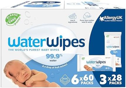WaterWipes 444 Pack, Mixed Baby Wipes, 99.9% Water Based Wet Wipes, Unscented & Hypoallergenic (6 packs x 60 + 3 packs x 28)