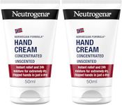 Neutrogena Norwegian Formula Concentrated Unscented Hand Cream (2x 50ml) with Glycerin, Vitamin E for Immediate and Lasting Relief from Dry Skin and Chapped Hands