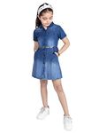 Naughty Ninos Girls Blue Denim Dark Blue Shirt Dress (NN00919DRS_13-14 Years)