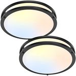 2-Pack 36W LED Ceiling Lights Black, 13inch Flush Mount Light Fixtures 3600LM 2700K/3000K/4000K/5000K/6500K Color Changing Ceiling Lights, Modern Dimmable Lighting for Kitchen Living Room Bedroom