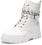 DREAM PAIRS Women's Sdab2208w Fashion Platform Combat Boots Lace Up Lug Sole Goth Ankle Booties Shoes, Size 11, White