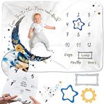 Luka & Lily Baby Milestone Blanket - Ultra Soft Fleece Monthly Milestone Blanket for Baby Girl and Boy - Perfect for Baby's First Year Growth Chart - Monthly Baby Milestone - Gold Moon - 60"x40"