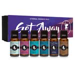 Get Away Gift Set of 6 Premium Grade Fragrance Oils - Island Hop, Ocean Breeze, Tropical Passion Fruit, Aspen Winter, Instant Vacation, Sun & Sand - 10Ml - Scented Oils