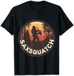 Retro Vintage Sax-Squatch Yeti Bigfoot Playing Saxophone T-Shirt