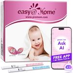 Easy@Home 40 Ovulation Test Strips and 10 Pregnancy Test Strips-Width of 5mm-Powered by Premom Ovulation Predictor iOS and Android App