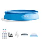 Intex Easy Set 18 Foot by 48 Inch Round Inflatable Above Ground Swimming Pool with Filter Pump, Ladder, Pool Cover, and 6 Pack Filter Cartridges, Blue